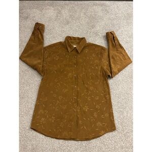 NWB Casuals Floral Button Down Shirt Womens Medium Brown Excellent Long Sleeve